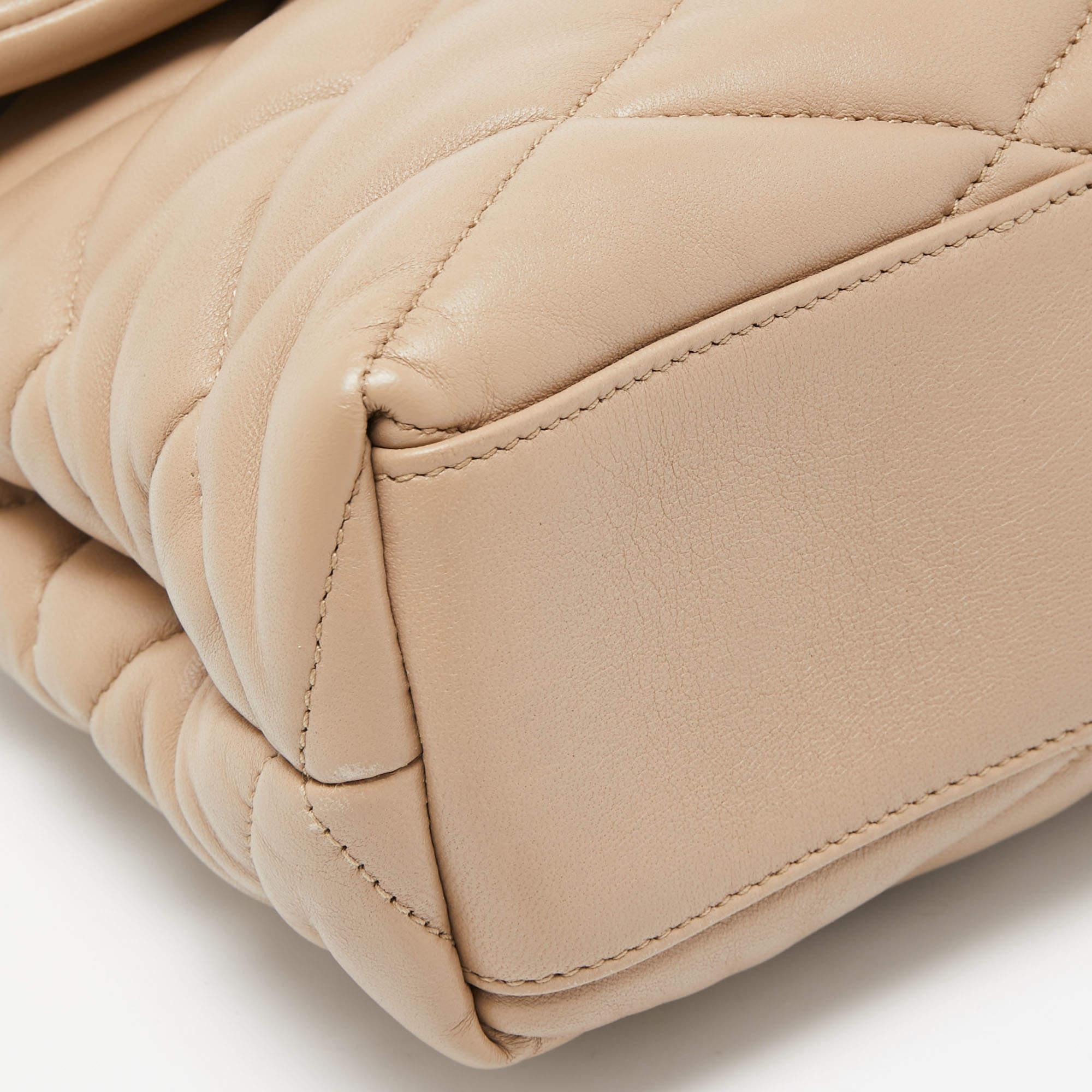 Women's Saint Laurent Beige Puffer Leather Sade Envelope Clutch
