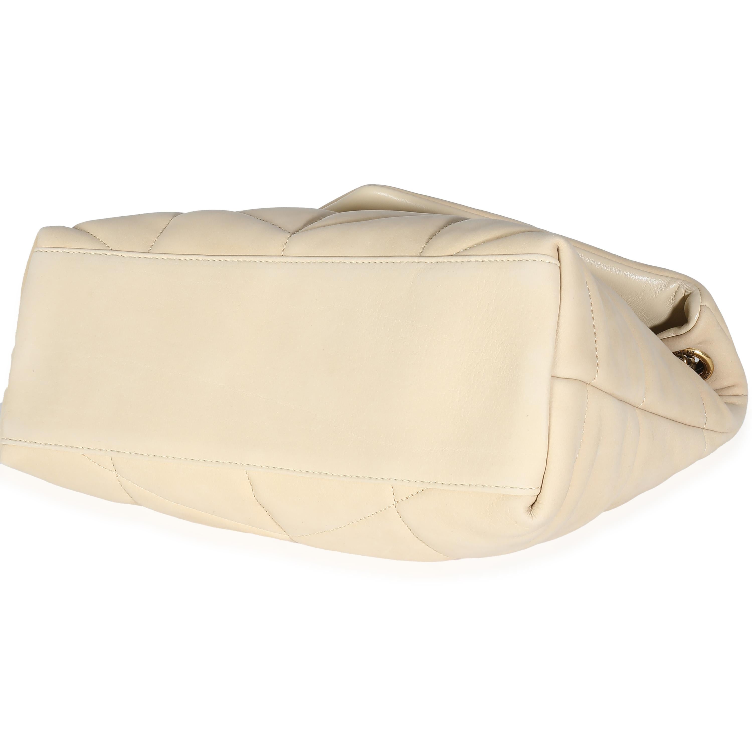 Saint Laurent Beige Quilted Nubuck Small Puffer Chain Bag For Sale 1