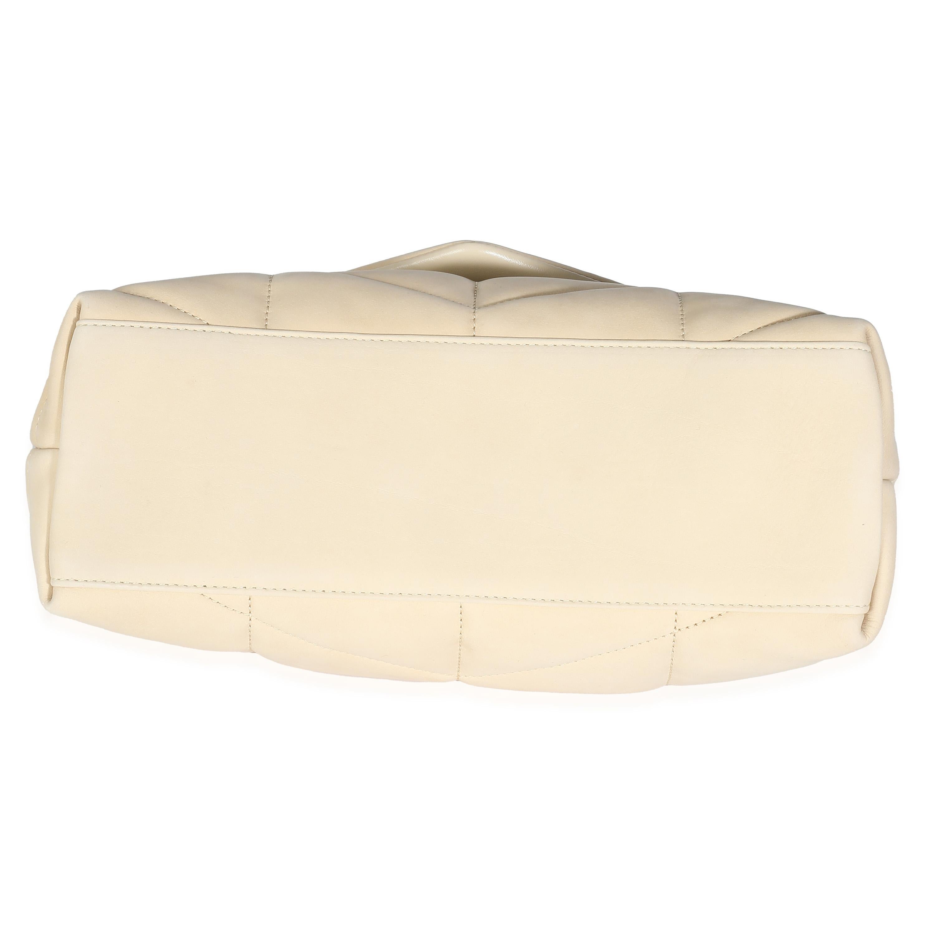 Saint Laurent Beige Quilted Nubuck Small Puffer Chain Bag For Sale 4