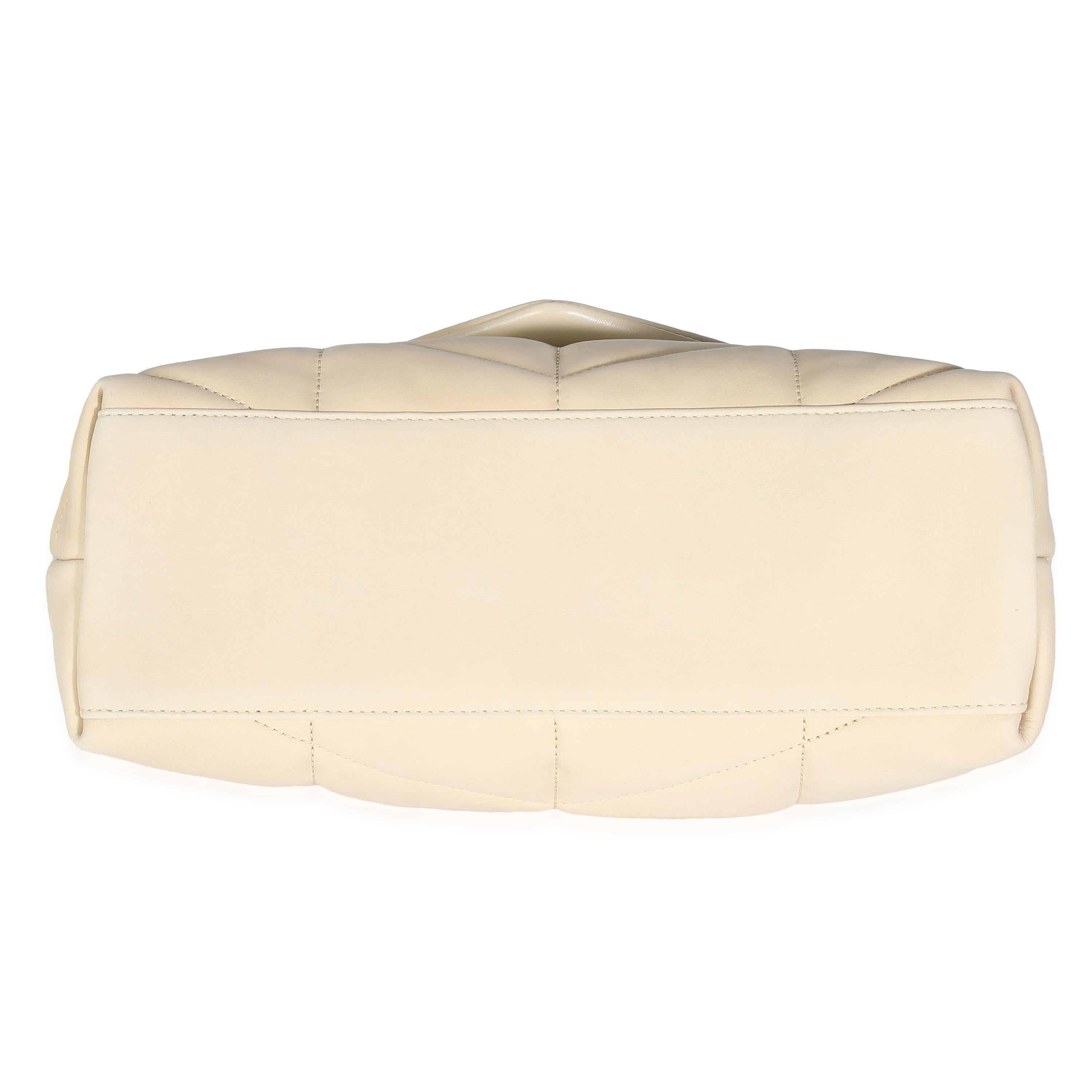Saint Laurent Beige Quilted Nubuck Small Puffer Chain Bag For Sale 4