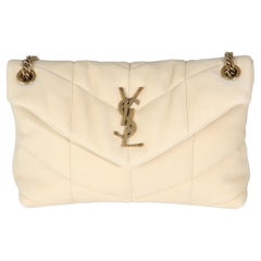 Saint Laurent Beige Quilted Nubuck Small Puffer Chain Bag