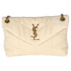 Saint Laurent Beige Quilted Nubuck Small Puffer Chain Bag