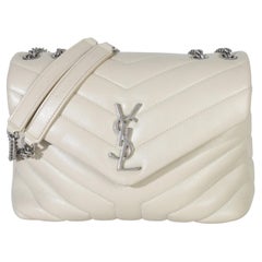 Saint Laurent Beige Quitlted Calfskin Small Loulou Bag