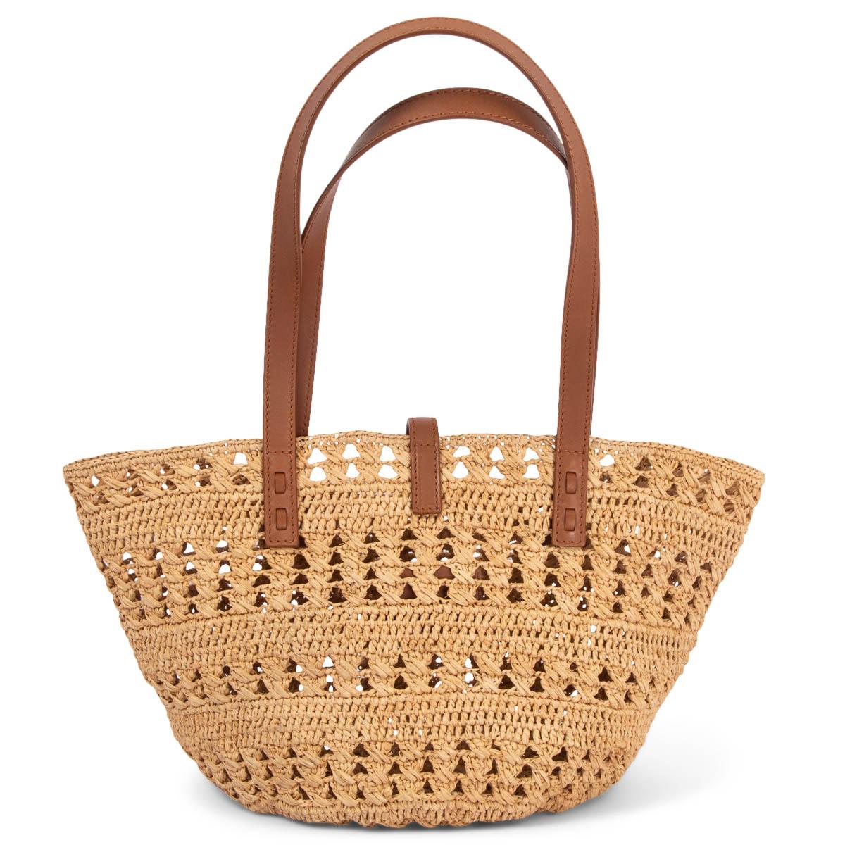 ysl small basket raffia tote bag