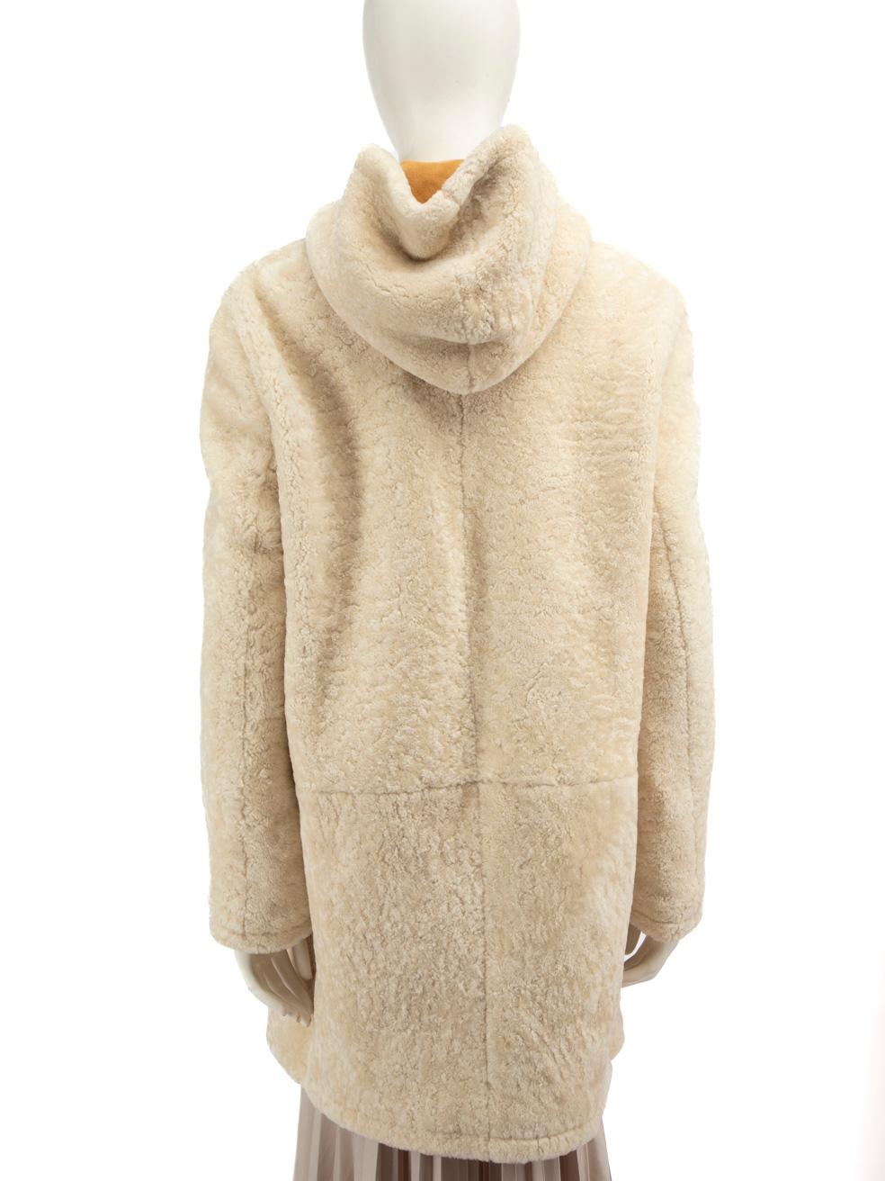 Saint Laurent Beige Shearling Mid-Length Coat Size XL In Good Condition In London, GB