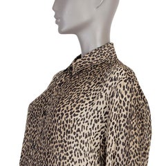 SAINT LAURENT beige silk CHIFFON LEOPARD Blouse Shirt 40 M