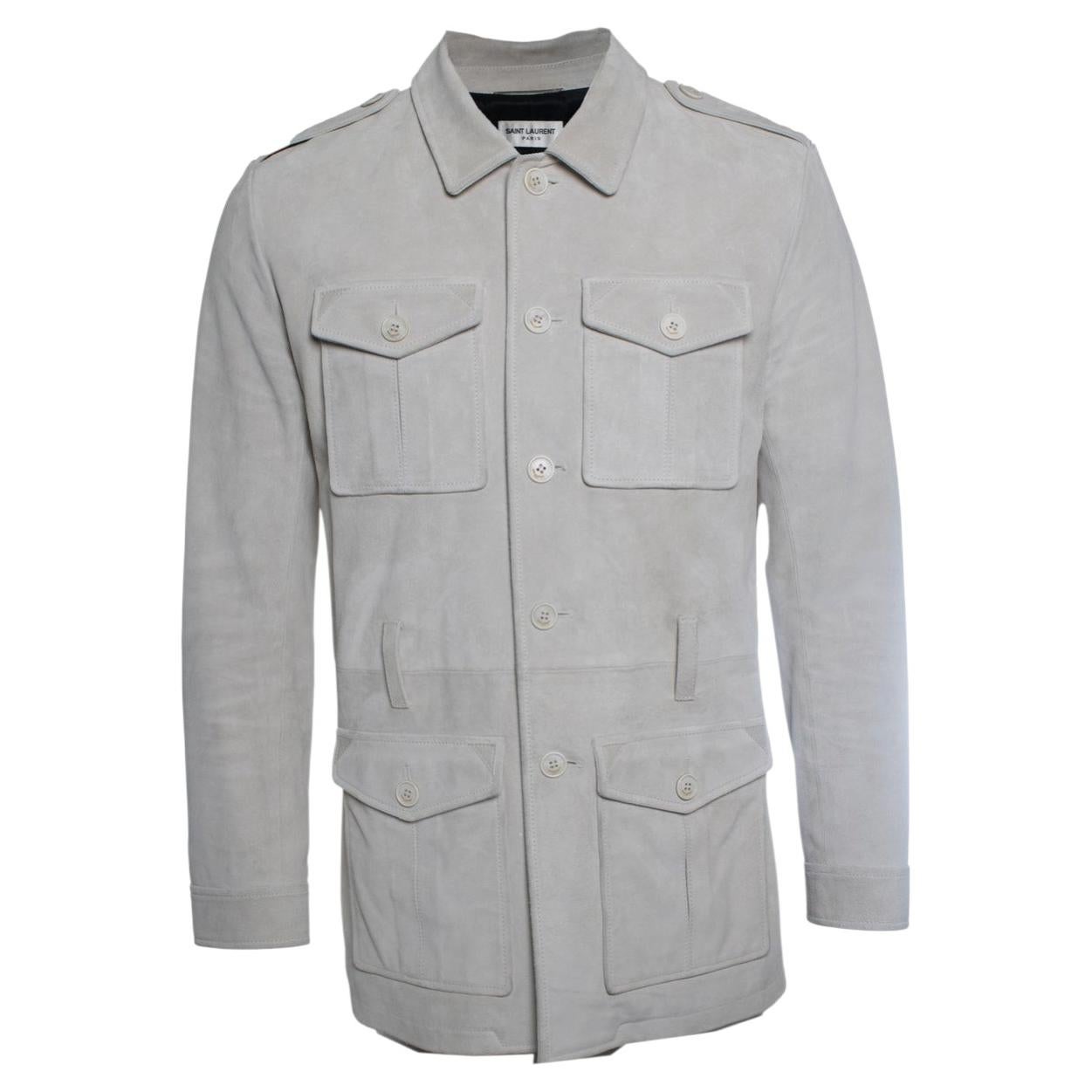Saint Laurent, beige suede 4 pocket hunting jacket For Sale