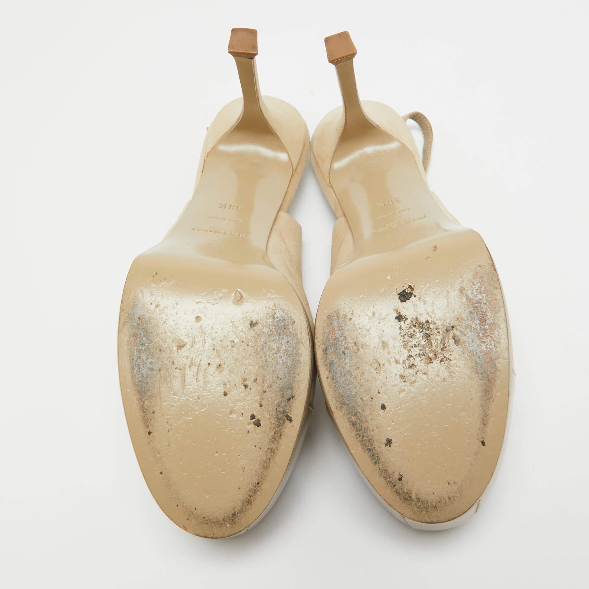 Saint Laurent escarpins Tribtoo en daim et cuir beige taille 38,5 en vente 2