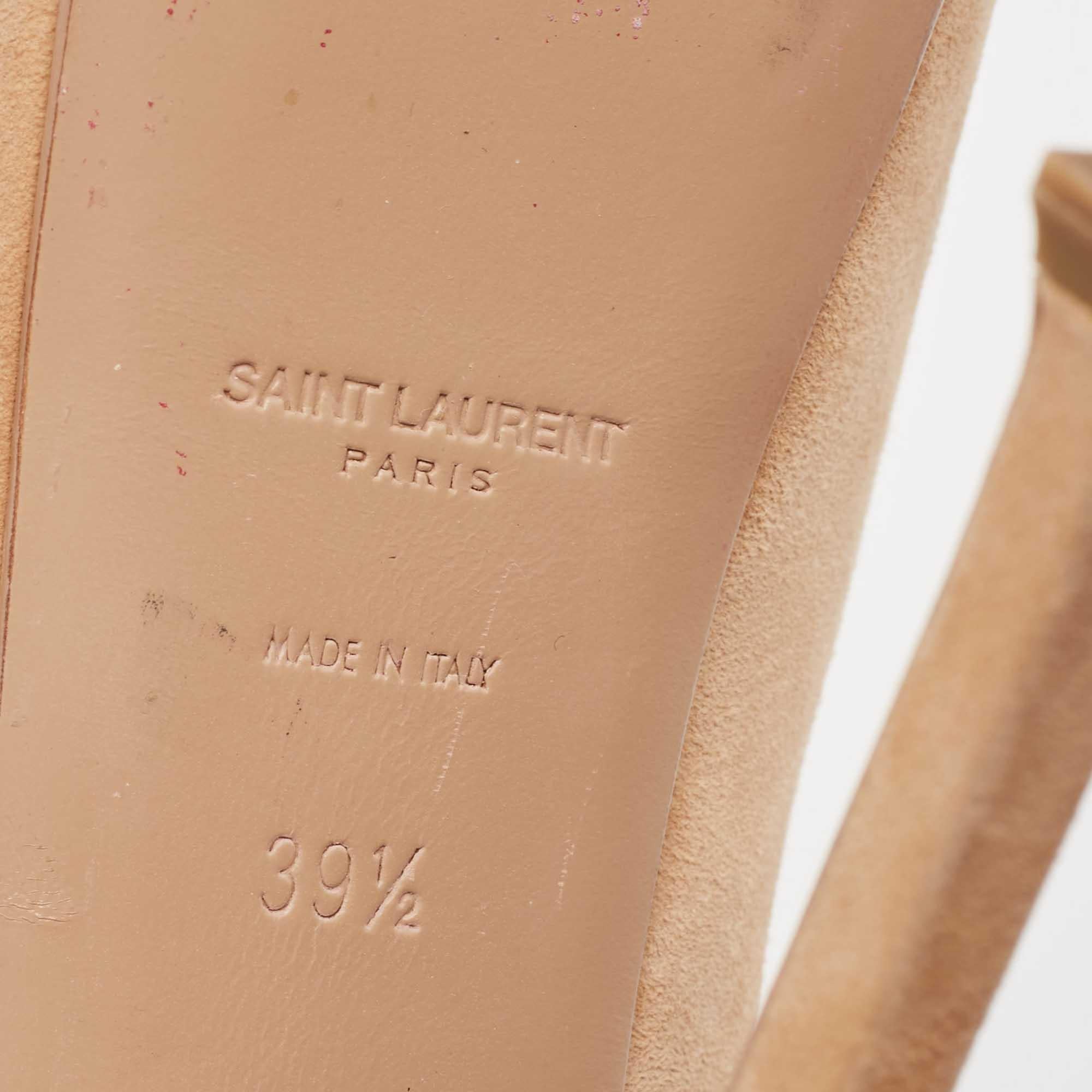 Saint Laurent Beige Suede and Patent Tribtoo Pumps Size 39.5 For Sale 3