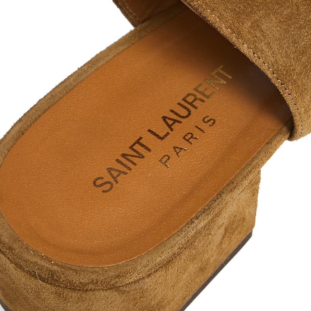Women's Saint Laurent Beige Suede Babies Gladiator Sandals Size 40