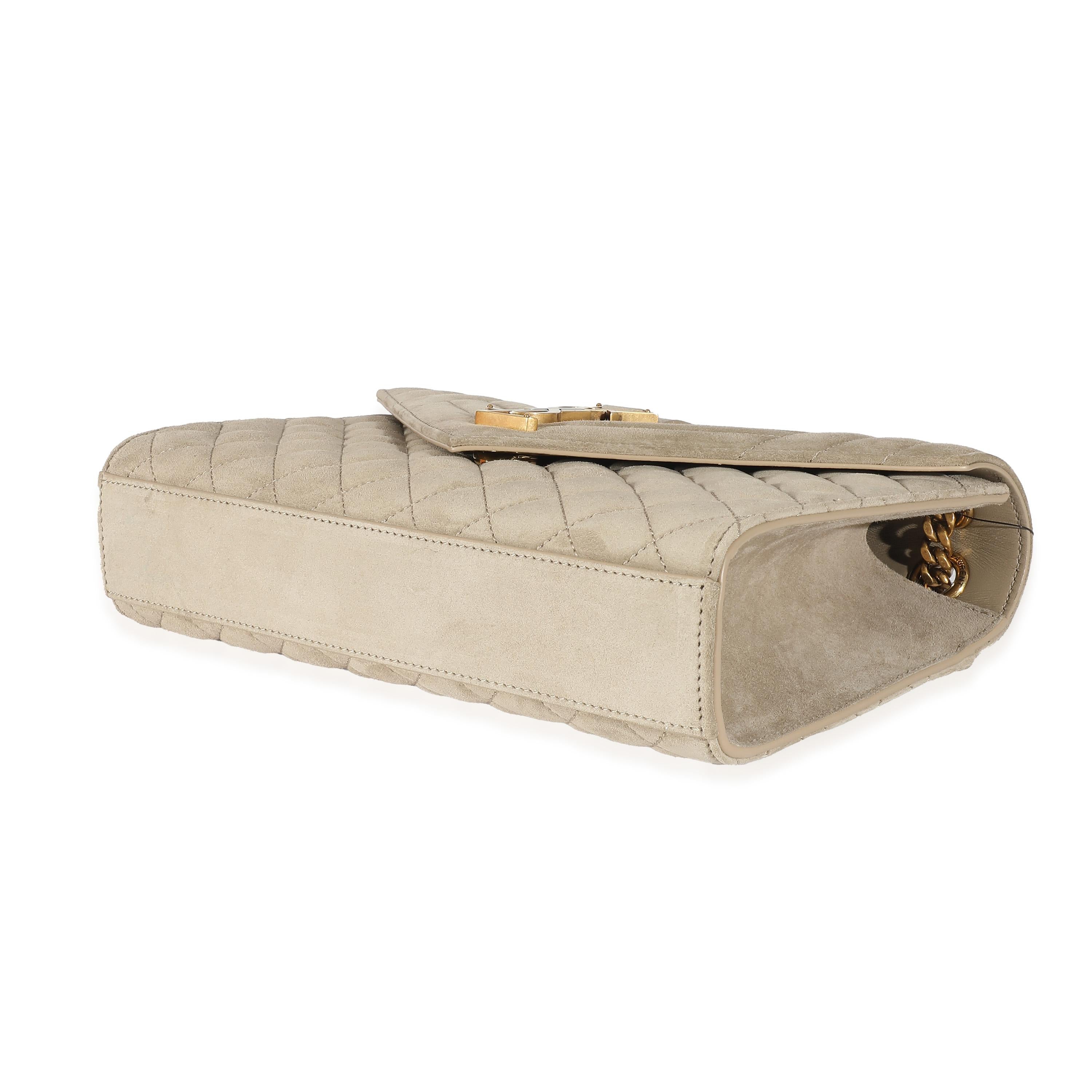 Saint Laurent Beige Suede Mixed Matelasse Triquilt Medium Monogram Envelope Satc 2