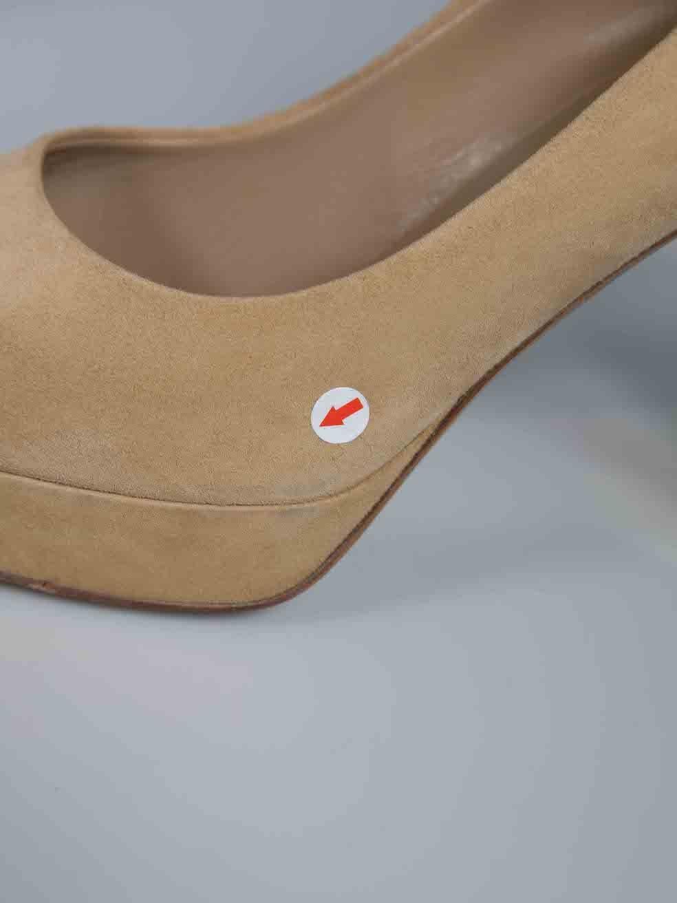 Saint Laurent Beige Suede Palais Platform Heels Size IT 40 1