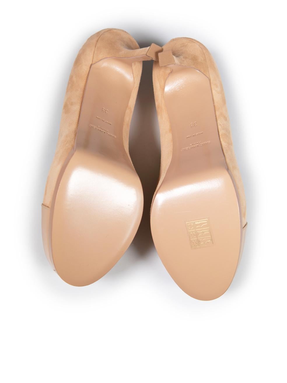 Women's Saint Laurent Beige Suede & Patent Tribtoo Heels Size IT 38