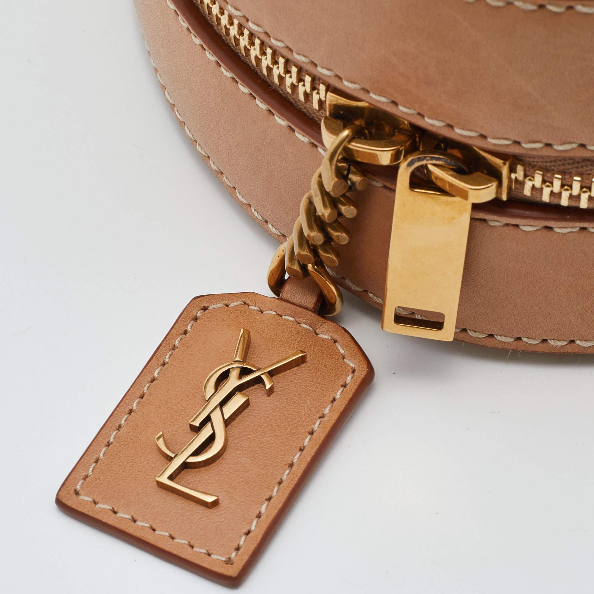 Saint Laurent Beige/Tan Raffia and Leather Small Mica Crossbody Bag 1
