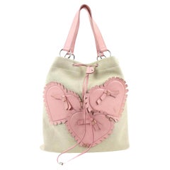 Saint Laurent Beige x Pink Heart Kahala Shopper Tote s29sl26