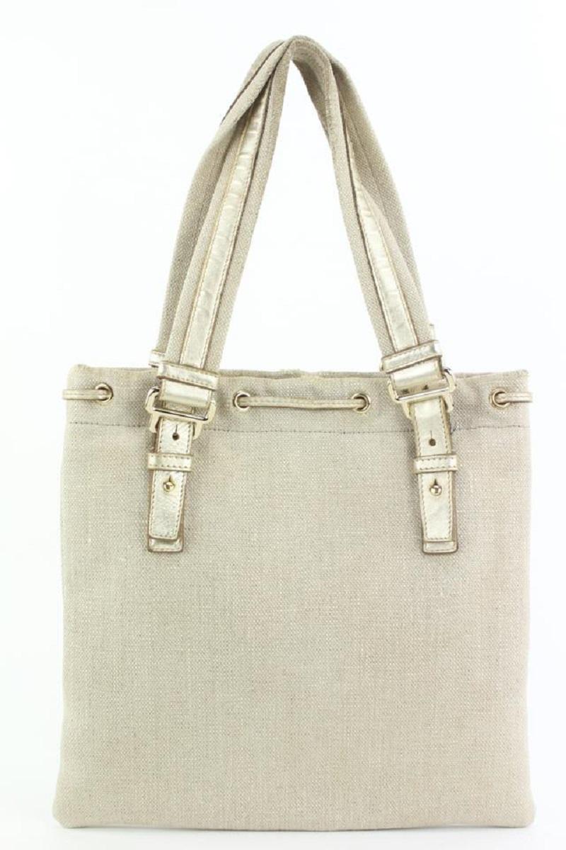 Saint Laurent Beige YSL Logo Kahala tote Bag 334ysl223 In Good Condition In Dix hills, NY