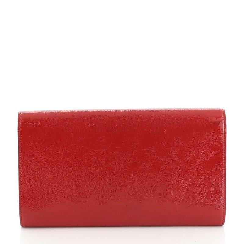 Red Saint Laurent Belle de Jour Clutch Leather Large