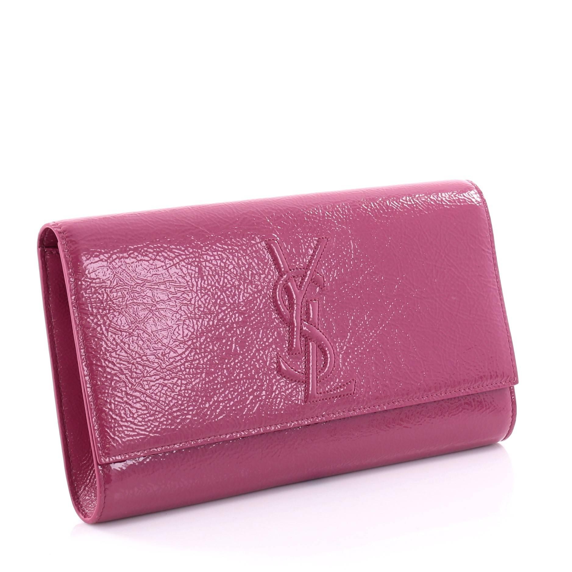 Pink Saint Laurent Belle de Jour Clutch Leather Small 
