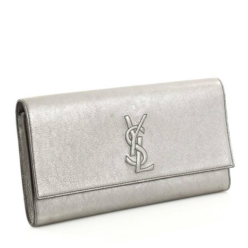 Gray Saint Laurent Belle de Jour Clutch Leather Small