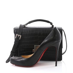 Saint Laurent Bellechasse Satchel Crocodile Embossed Leather Medium