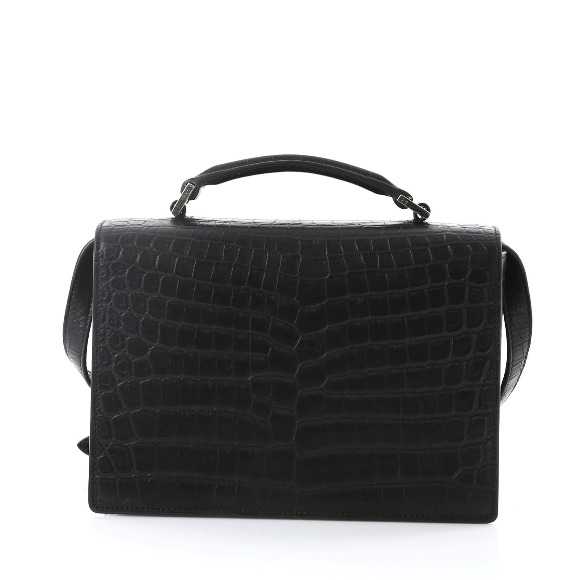Saint Laurent Bellechasse Satchel Crocodile Embossed Leather Medium In Good Condition In NY, NY