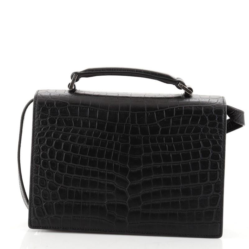 Saint Laurent Bellechasse Tasche aus geprägtem Leder mit Krokodilprägung Medium im Zustand „Gut“ in NY, NY