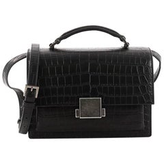 Saint Laurent Bellechasse School Satchel Crocodile Embossed Leather Medium