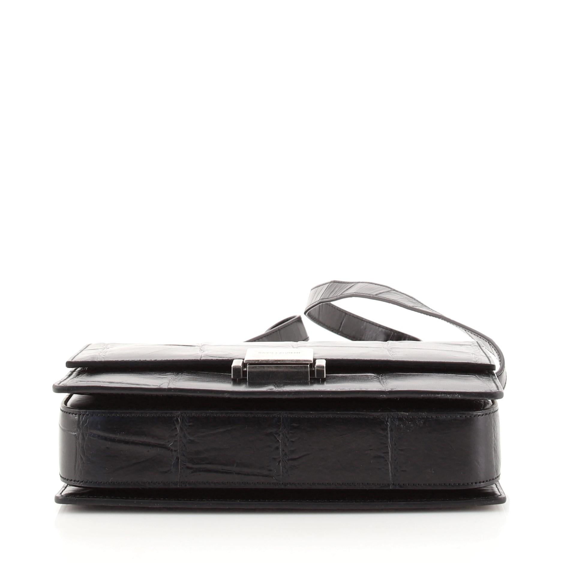 Women's or Men's Saint Laurent Bellechasse Shoulder Bag Crocodile Embossed Leather Medium