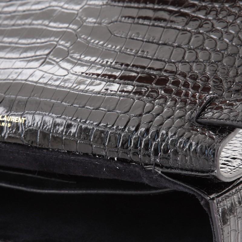Saint Laurent Bellechasse Shoulder Bag Crocodile Embossed Leather Medium In Good Condition In NY, NY