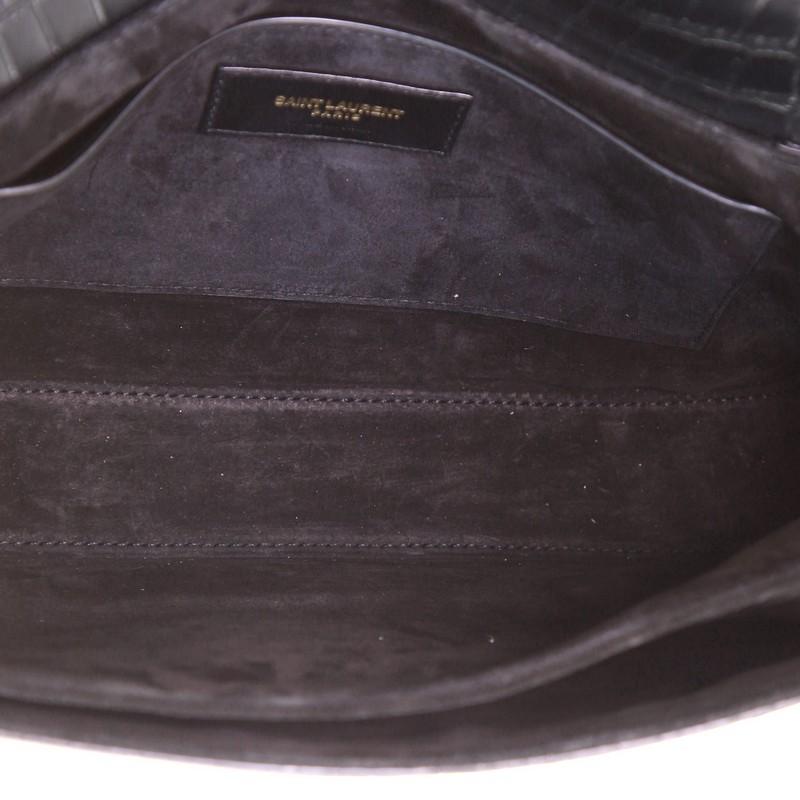 Saint Laurent Bellechasse Shoulder Bag Crocodile Embossed Leather Medium In Good Condition In NY, NY