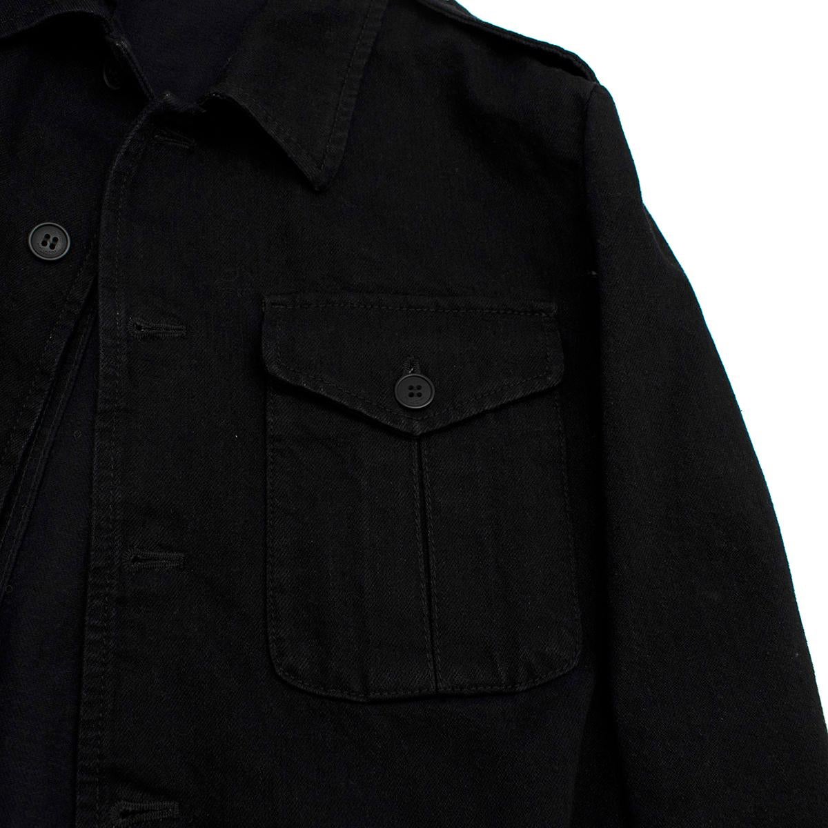 Men's Saint Laurent Belted Black Denim Jacket - Us Size 6  For Sale