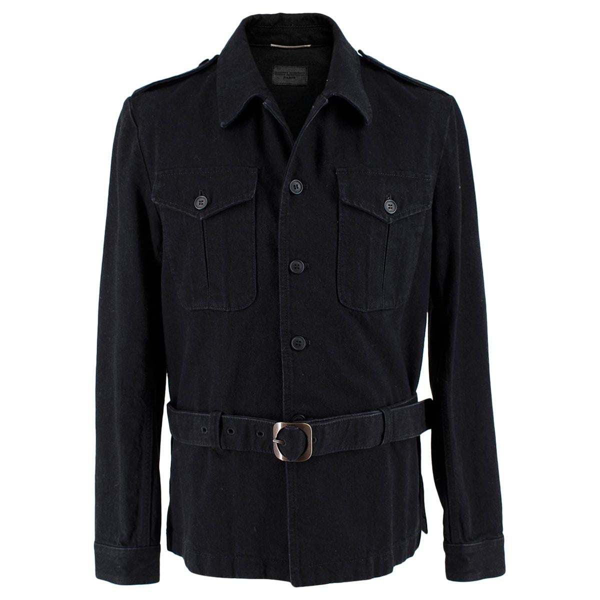 Saint Laurent Belted Black Denim Jacket 
