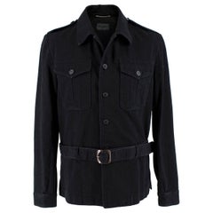 Saint Laurent Belted Black Denim Jacket - Us Size 6 