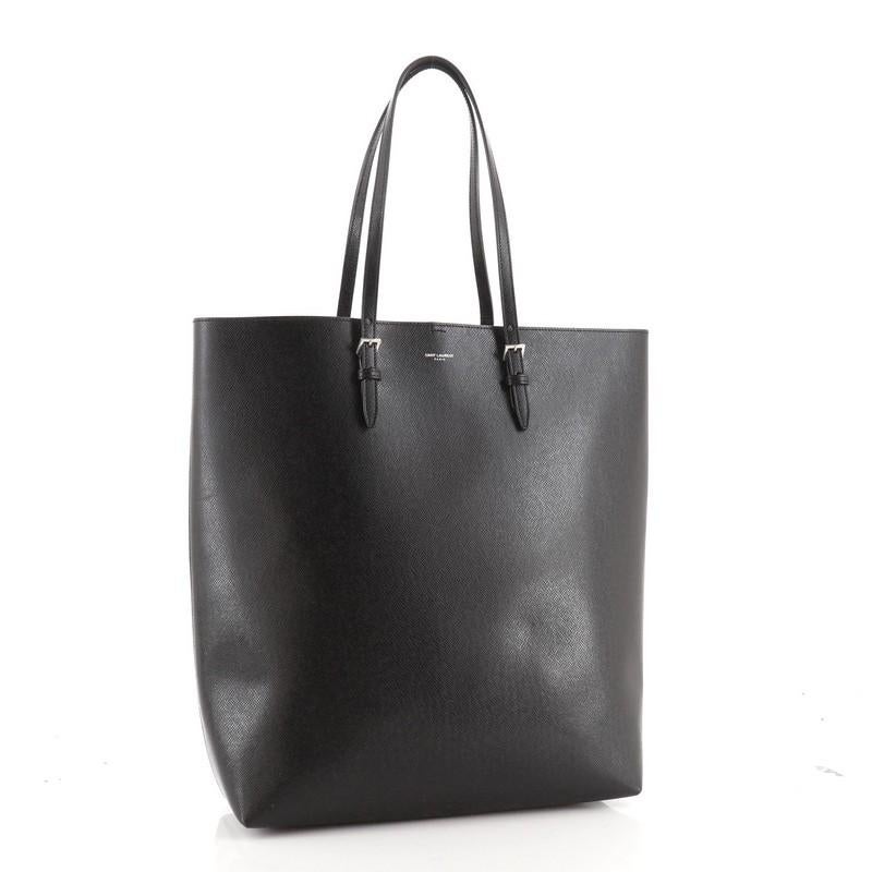 Black Saint Laurent Belted Open Tote Leather