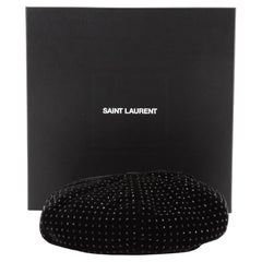 Saint Laurent Beret Crystal Embellished Velvet Black  