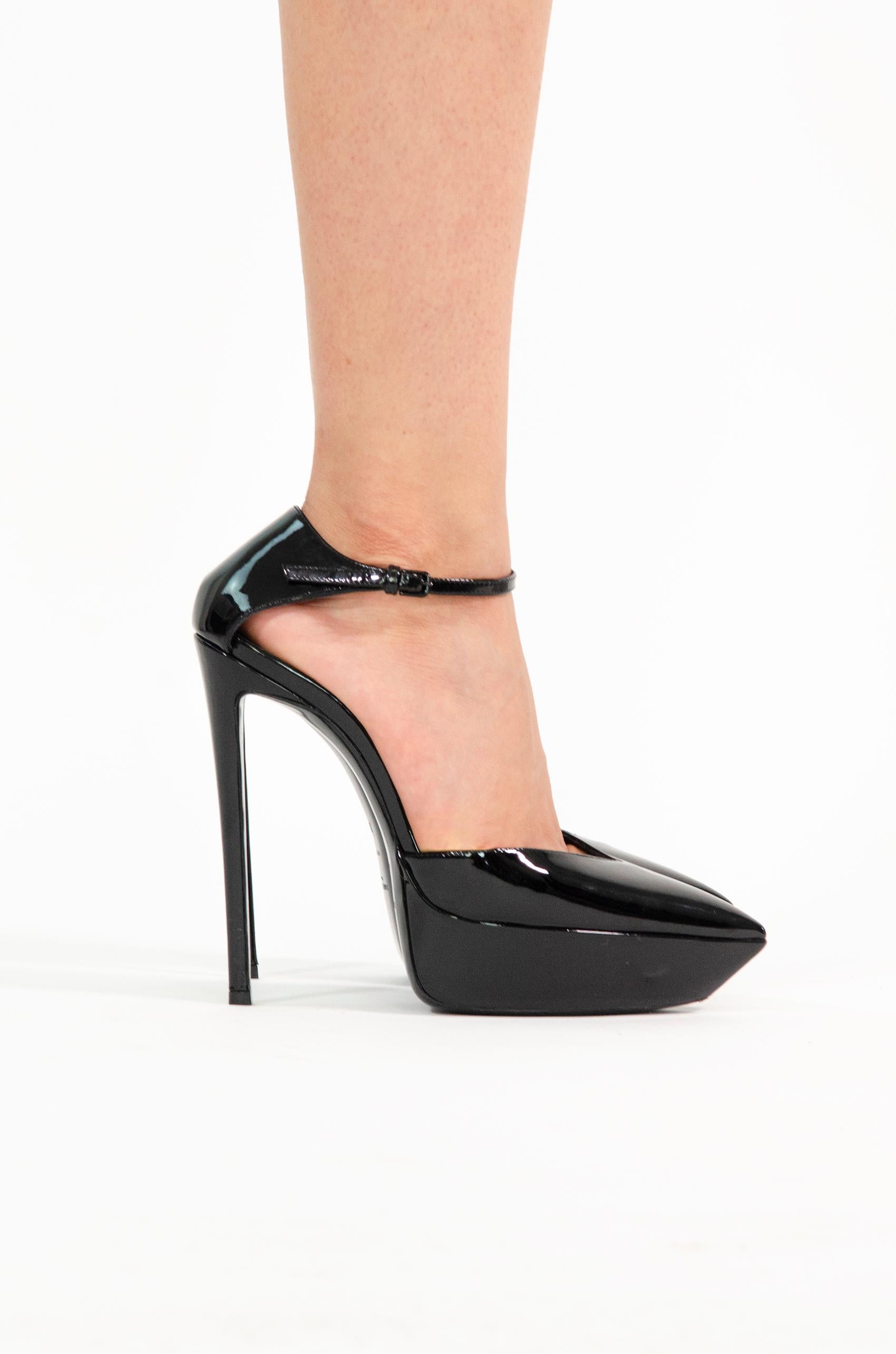 Incredible rare patent killer heels by Saint Laurent from F/W 2019 <3

These black patent pumps are sculpted beautifully and made out of a high-gloss patent leather. They feature a pointed toe, a buckled ankle-wrap strap and a 14cm heel. Style them