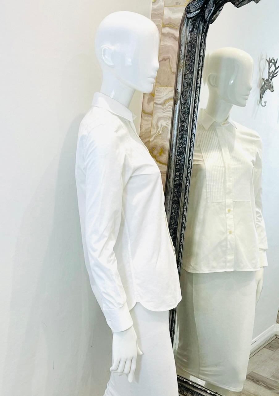 Gray Saint Laurent Bib Cotton Poplin Shirt For Sale