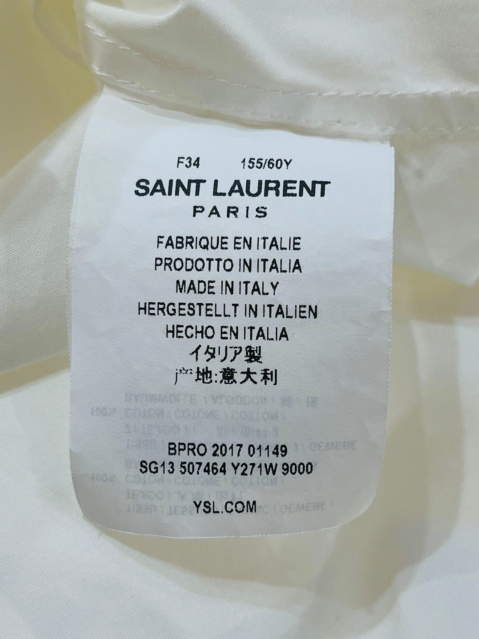 Saint Laurent Bib Cotton Poplin Shirt For Sale 2
