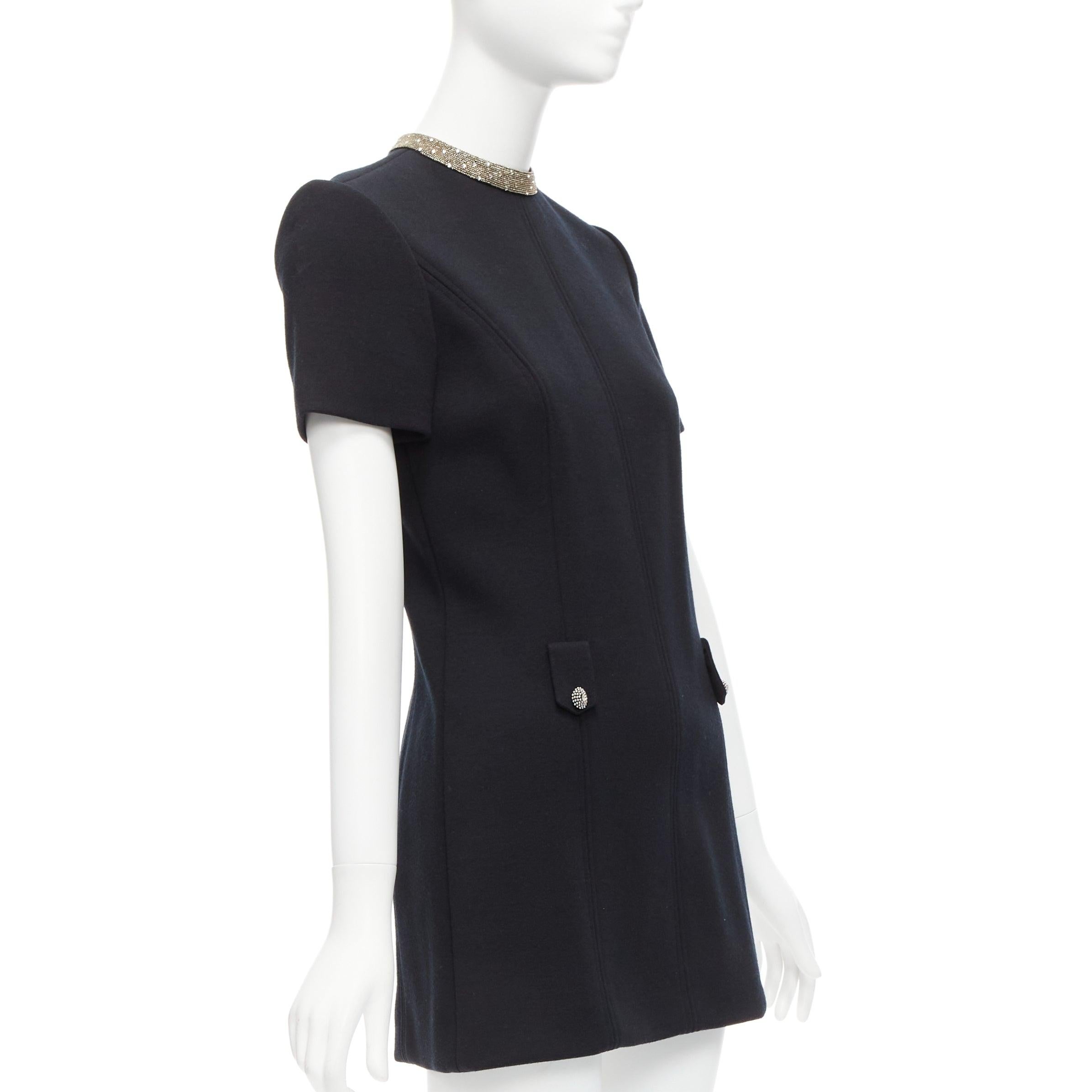 SAINT LAURENT black 100% wool diamante collar silk lined shift dress FR36 S
Reference: AAWC/A00680
Brand: Saint Laurent
Designer: Anthony Vaccarello
Material: Wool
Color: Black, Silver
Pattern: Solid
Closure: Zip
Lining: Black Silk
Extra Details: