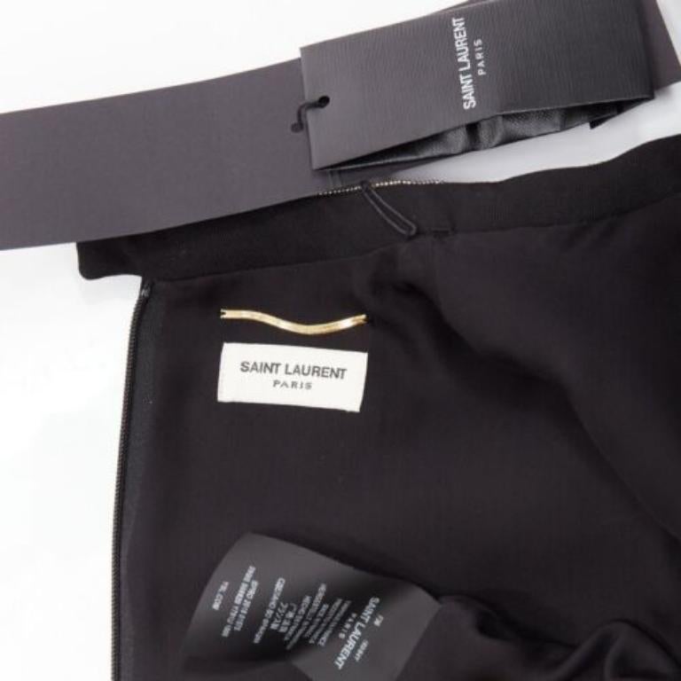 SAINT LAURENT black 100% wool diamante collar silk lined shift dress FR36 S 4