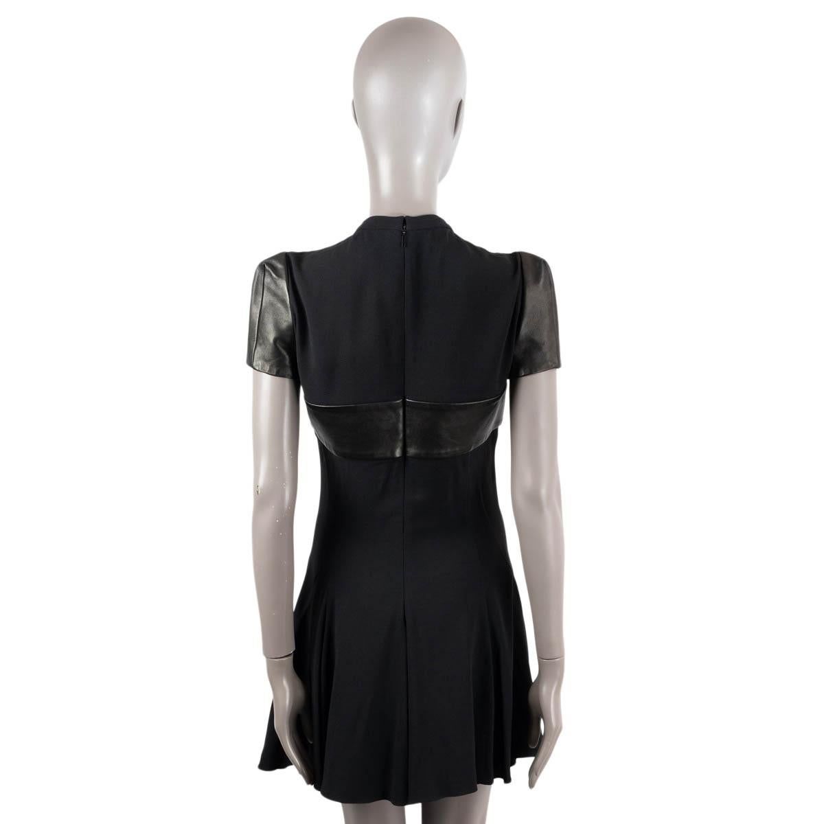 SAINT LAURENT black 2013 LEATHER TRIM LACE PANEL Dress 38 S For Sale 1