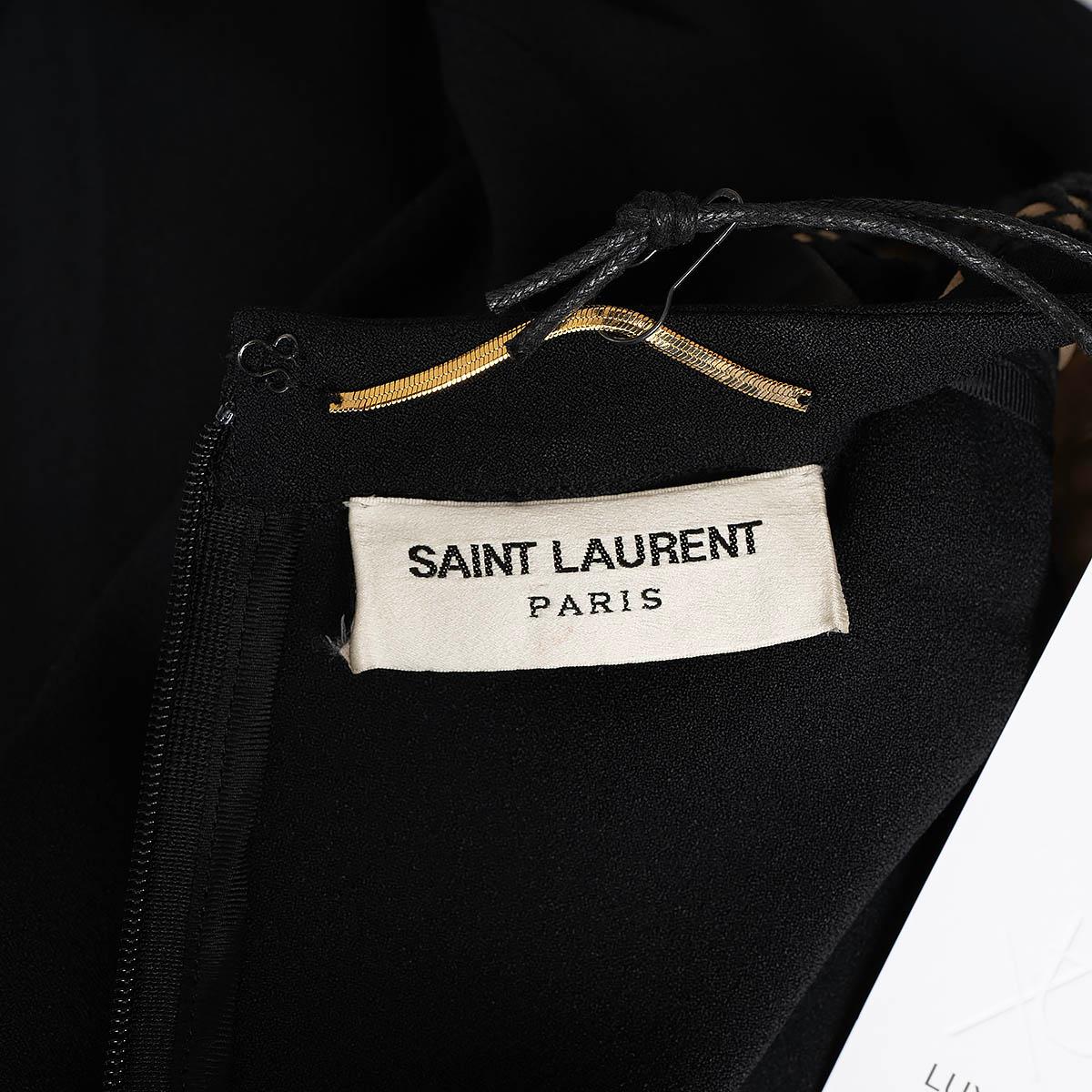 SAINT LAURENT black 2013 LEATHER TRIM LACE PANEL Dress 38 S For Sale 3