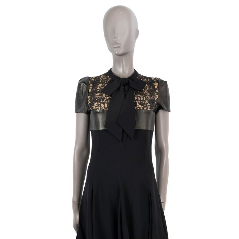SAINT LAURENT black 2013 LEATHER TRIM LACE PANEL Dress 38 S For Sale at 1stDibs SAINT LAURENT black 2013 LEATHER TRIM LACE PANEL Dress 38 S For Sale at 1stDibs