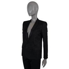 SAINT LAURENT black 2013 METALLIC TEXTURED TUXEDO Blazer Jacket 40 M