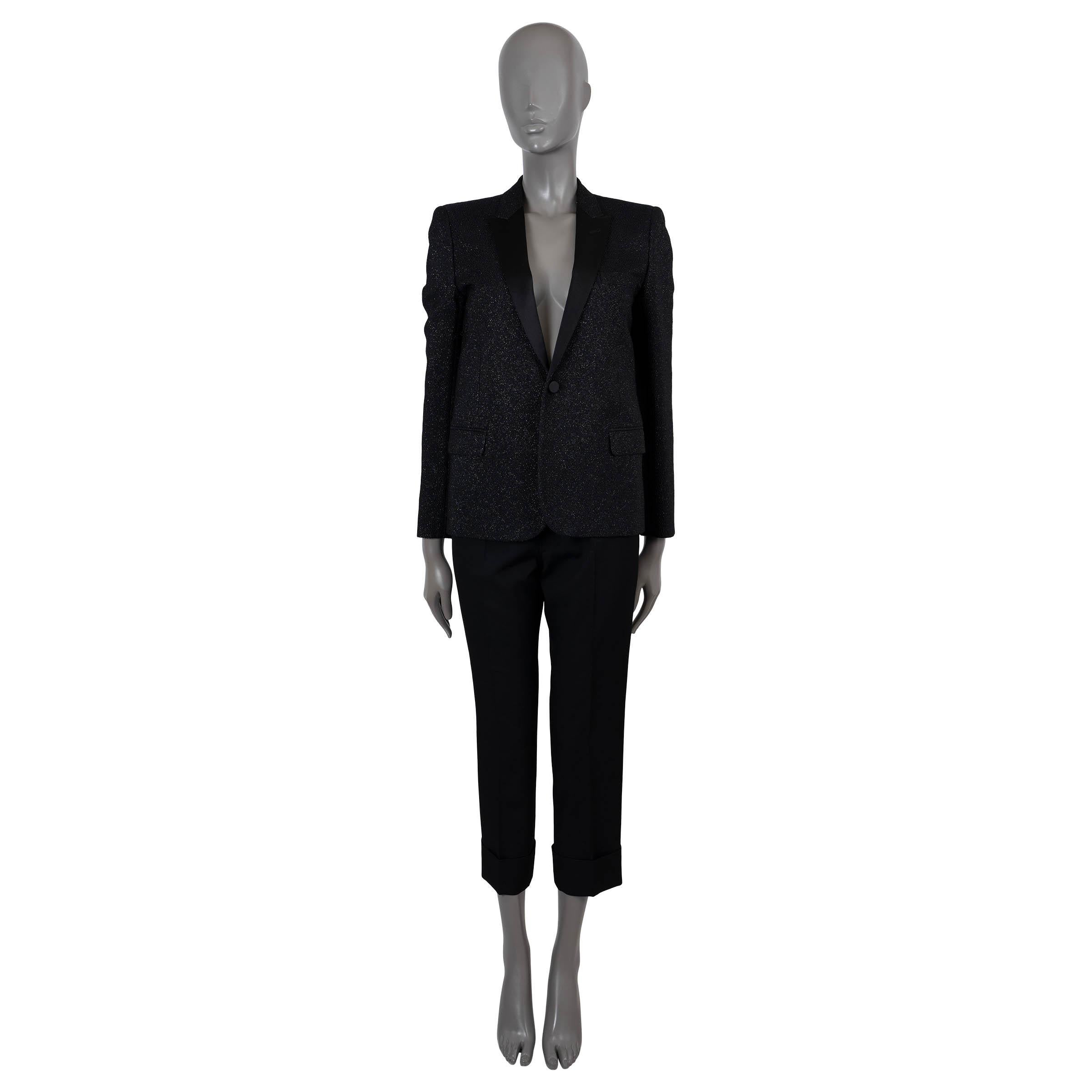 Saint Laurent nero 2013 METALLIC TEXTURED TUXEDO Giacca Blazer 40 M. In condizioni ottime in vendita a Zürich, CH