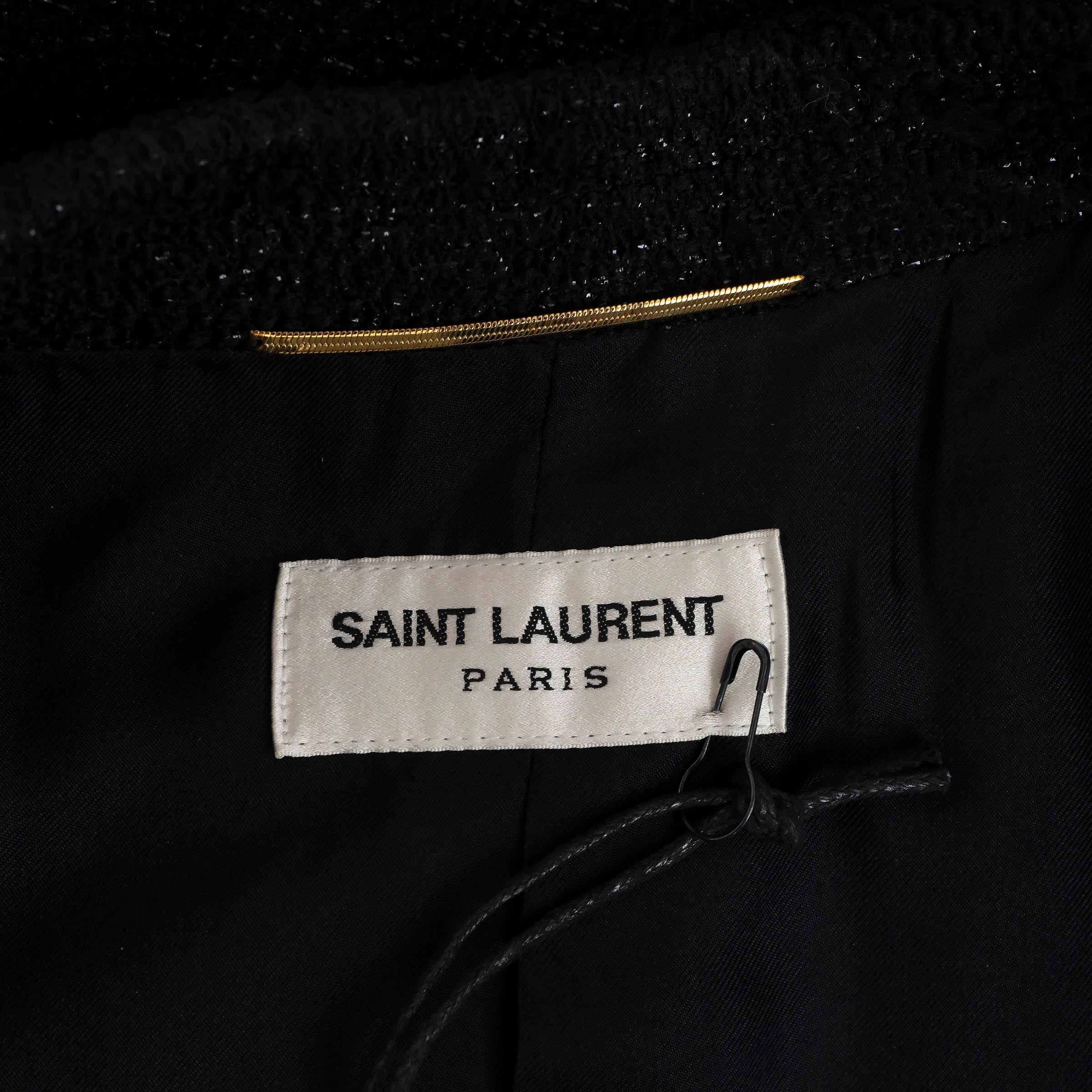 Saint Laurent nero 2013 METALLIC TEXTURED TUXEDO Giacca Blazer 40 M. in vendita 1