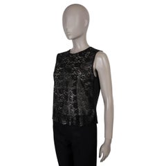 SAINT LAURENT black 2016 FLORAL LACE SLEEVELESS Blouse Shirt 40 M