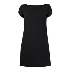 SAINT LAURENT black acetate Short Sleeve MINI Shift Dress 36