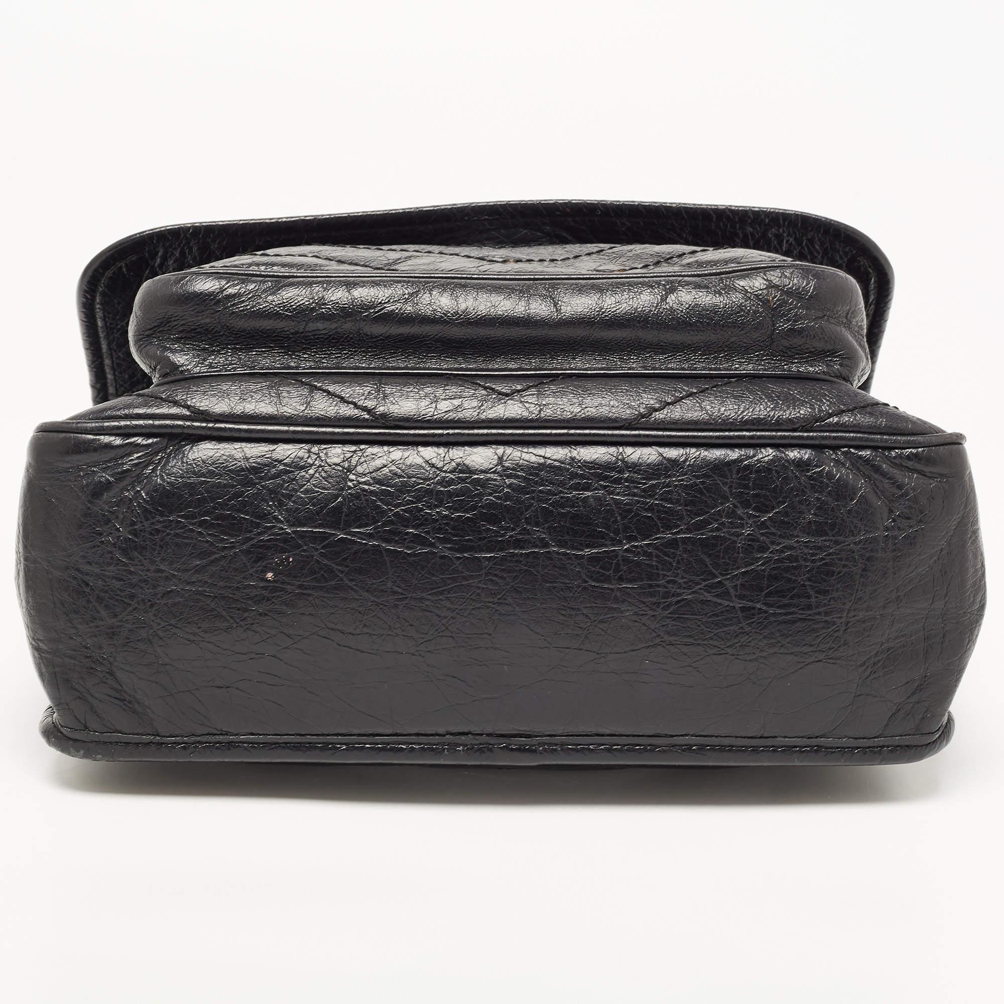 Saint Laurent Black Aged Leather Medium Niki Shoulder Bag 7