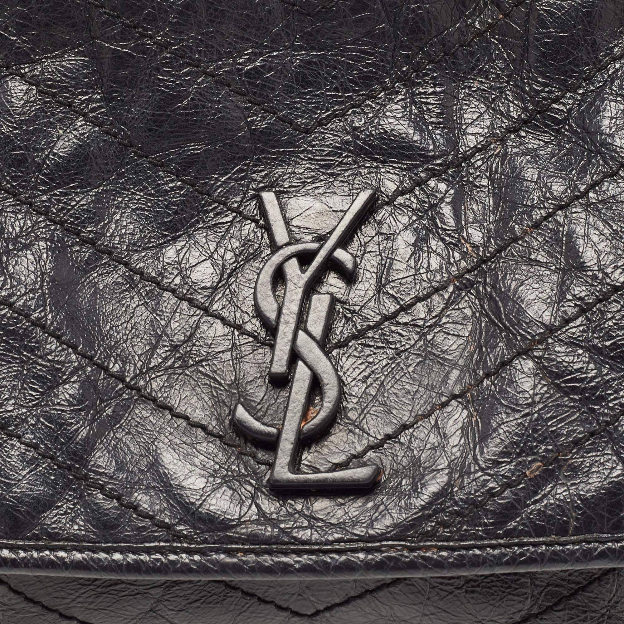 Saint Laurent Black Aged Leather Medium Niki Shoulder Bag 5